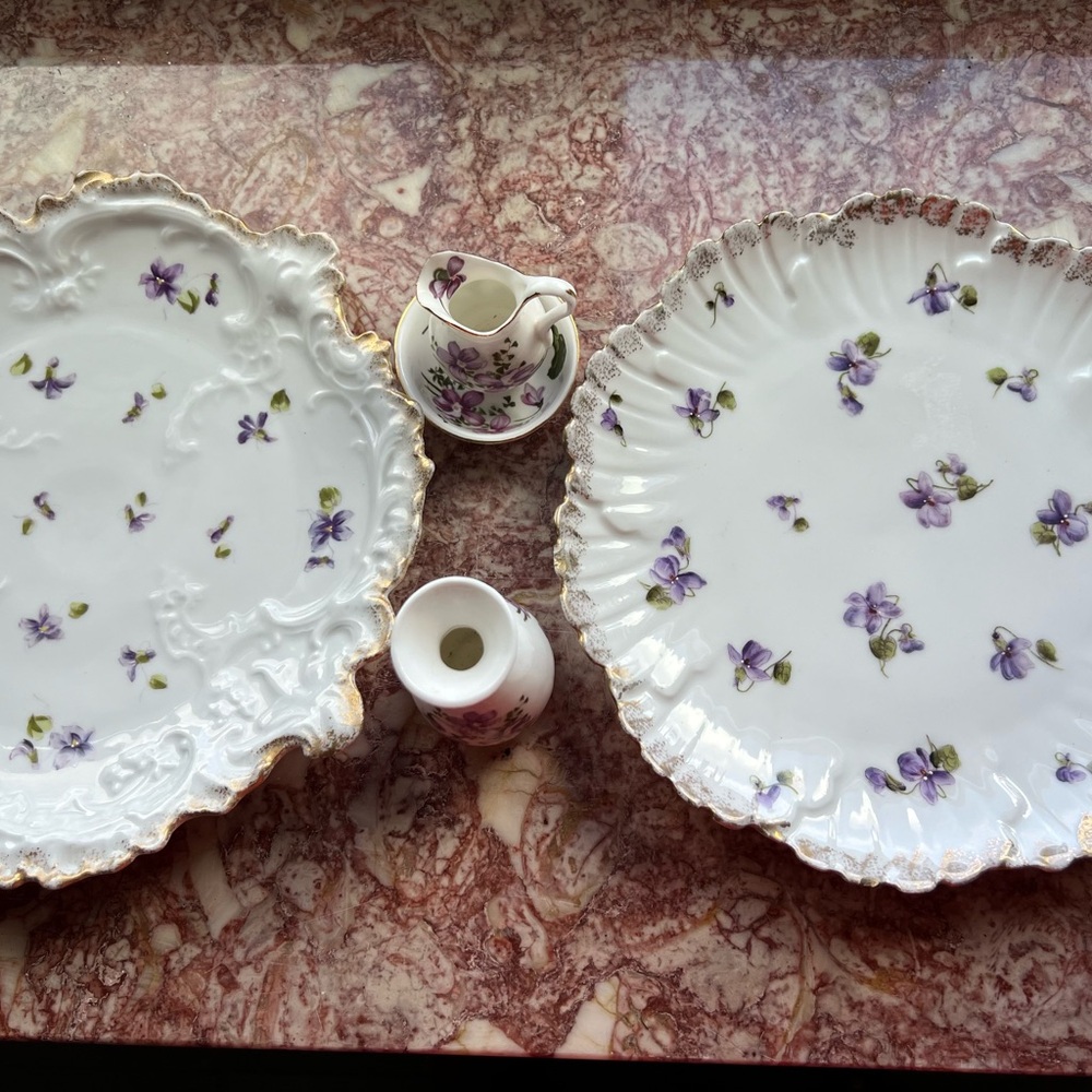 Violet Bundle fine porcelain decor (5 pieces) - Picture 2 of 12